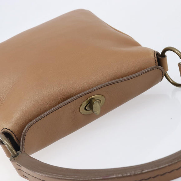 Miu Miu Hand Bag Leather Brown Gold Auth 206871A