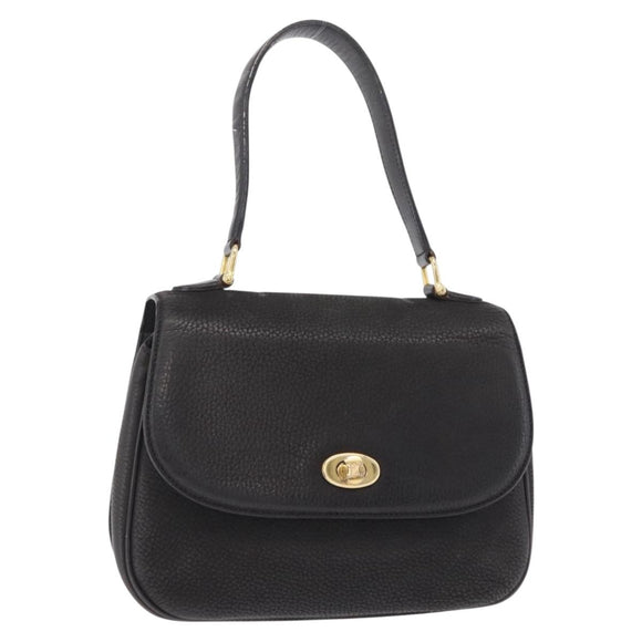 CELINE Shoulder Bag Leather Black Gold Auth 206882