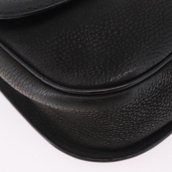 CELINE Shoulder Bag Leather Black Gold Auth 206882
