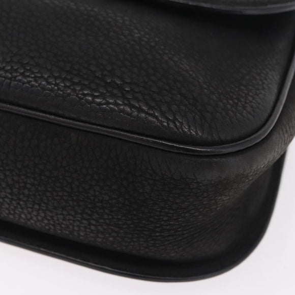 CELINE Shoulder Bag Leather Black Gold Auth 206882