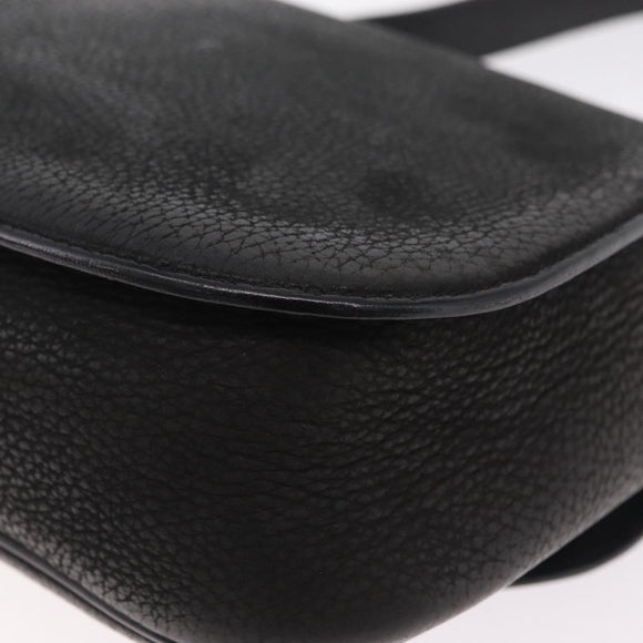 CELINE Shoulder Bag Leather Black Gold Auth 206882