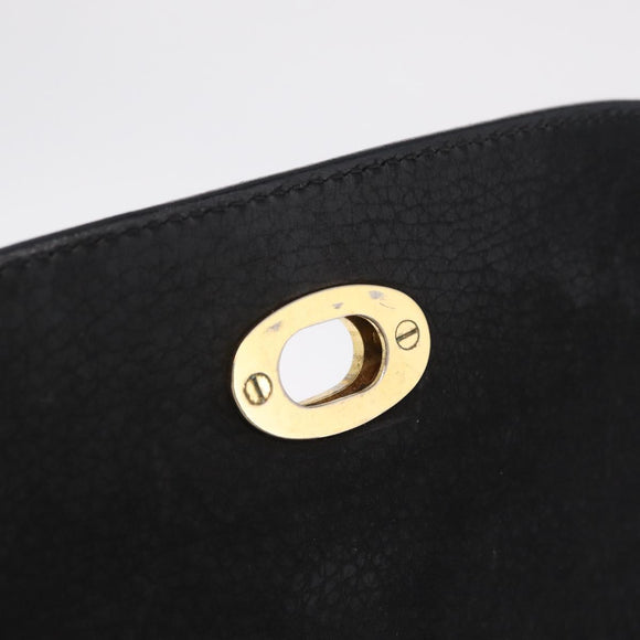 CELINE Shoulder Bag Leather Black Gold Auth 206882