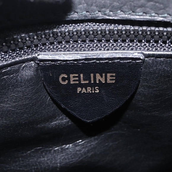 CELINE Shoulder Bag Leather Black Gold Auth 206882