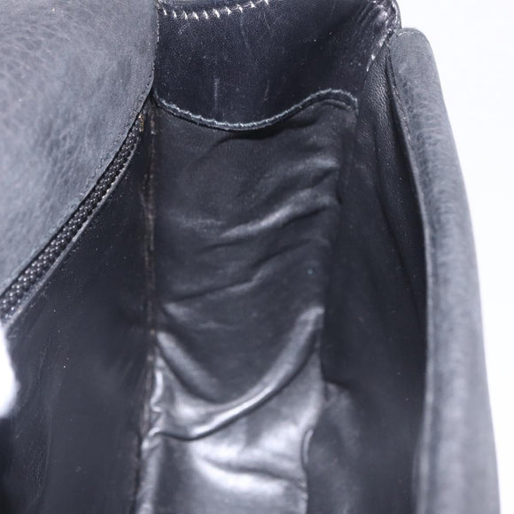 CELINE Shoulder Bag Leather Black Gold Auth 206882