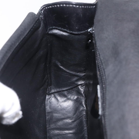 CELINE Shoulder Bag Leather Black Gold Auth 206882