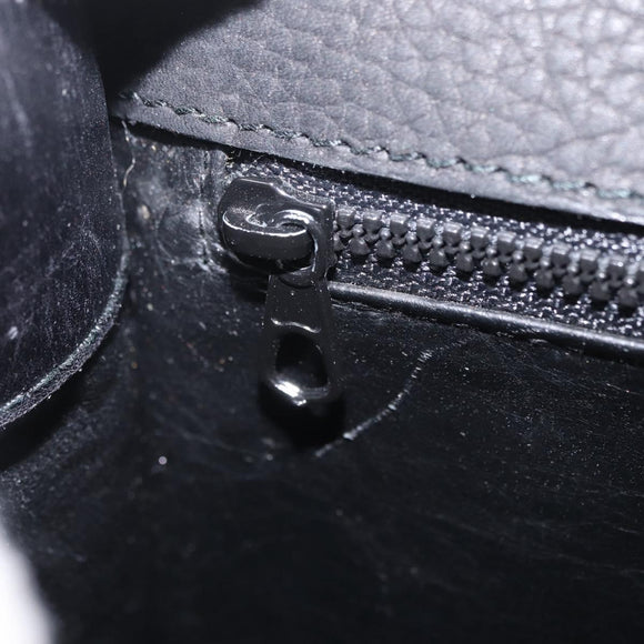 CELINE Shoulder Bag Leather Black Gold Auth 206882