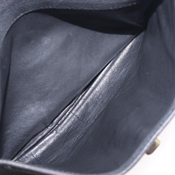 CELINE Shoulder Bag Leather Black Gold Auth 206882