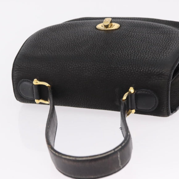 CELINE Shoulder Bag Leather Black Gold Auth 206882