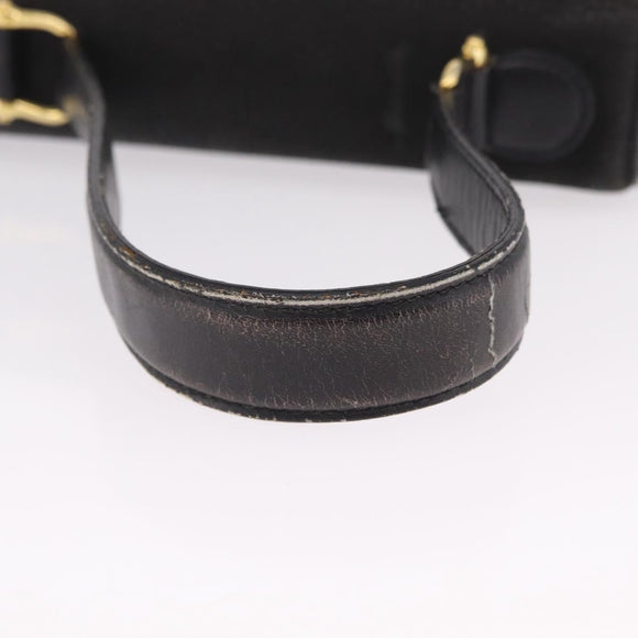 CELINE Shoulder Bag Leather Black Gold Auth 206882
