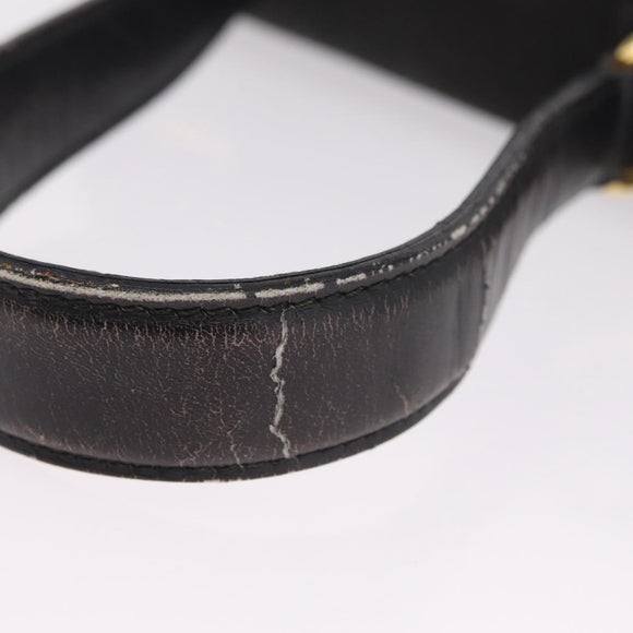 CELINE Shoulder Bag Leather Black Gold Auth 206882