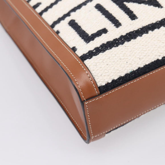 CELINE Small Vertical Cabas Hand Bag Canvas 2way Ivory Gold Auth 206883M