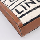 CELINE Small Vertical Cabas Hand Bag Canvas 2way Ivory Gold Auth 206883M-15