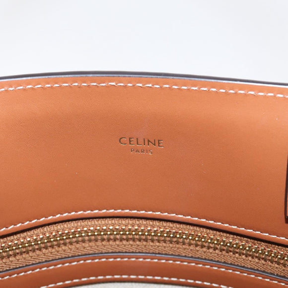 CELINE Small Vertical Cabas Hand Bag Canvas 2way Ivory Gold Auth 206883M