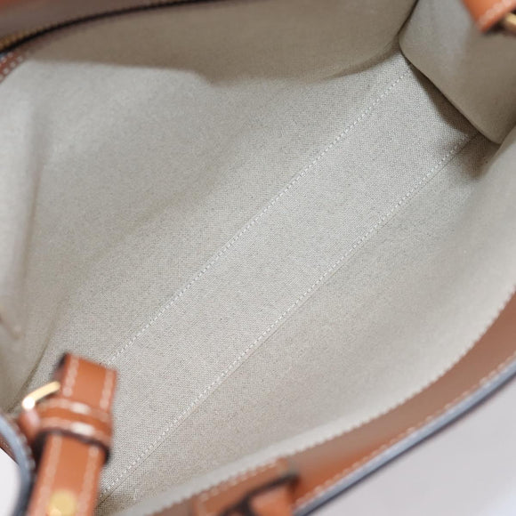 CELINE Small Vertical Cabas Hand Bag Canvas 2way Ivory Gold Auth 206883M