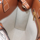 CELINE Small Vertical Cabas Hand Bag Canvas 2way Ivory Gold Auth 206883M-19