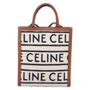 CELINE Small Vertical Cabas Hand Bag Canvas 2way Ivory Gold Auth 206883M-2