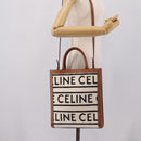 CELINE Small Vertical Cabas Hand Bag Canvas 2way Ivory Gold Auth 206883M-23