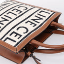 CELINE Small Vertical Cabas Hand Bag Canvas 2way Ivory Gold Auth 206883M-6