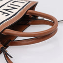 CELINE Small Vertical Cabas Hand Bag Canvas 2way Ivory Gold Auth 206883M-7