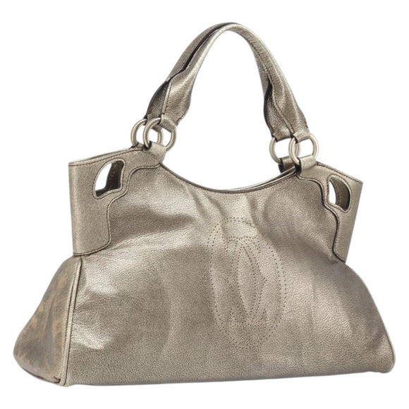 Cartier Marcello Hand Bag Leather Gold Auth 206884A
