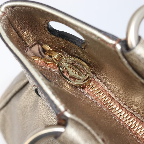 Cartier Marcello Hand Bag Leather Gold Auth 206884A