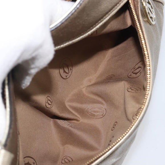 Cartier Marcello Hand Bag Leather Gold Auth 206884A