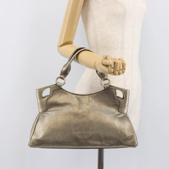 Cartier Marcello Hand Bag Leather Gold Auth 206884A