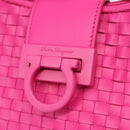 Salvatore Ferragamo Gancini Shoulder Bag Leather Pink Silver Auth 206885A-18