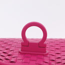Salvatore Ferragamo Gancini Shoulder Bag Leather Pink Silver Auth 206885A-20