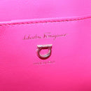 Salvatore Ferragamo Gancini Shoulder Bag Leather Pink Silver Auth 206885A-21