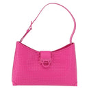 Salvatore Ferragamo Gancini Shoulder Bag Leather Pink Silver Auth 206885A-13