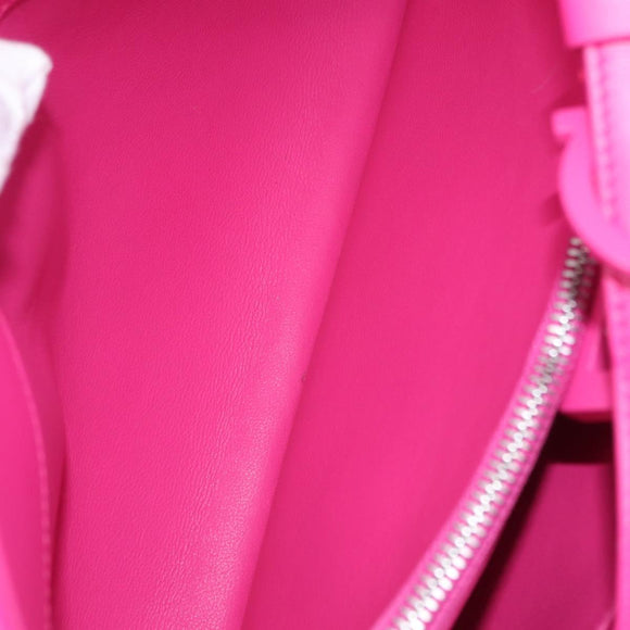 Salvatore Ferragamo Gancini Shoulder Bag Leather Pink Silver Auth 206885A