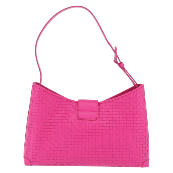 Salvatore Ferragamo Gancini Shoulder Bag Leather Pink Silver Auth 206885A