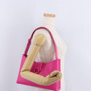 Salvatore Ferragamo Gancini Shoulder Bag Leather Pink Silver Auth 206885A-30