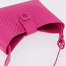 Salvatore Ferragamo Gancini Shoulder Bag Leather Pink Silver Auth 206885A-6