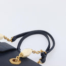 FENDI Hand Bag Leather Navy Gold Auth 206886-10