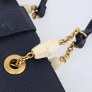 FENDI Hand Bag Leather Navy Gold Auth 206886-11