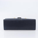 FENDI Hand Bag Leather Navy Gold Auth 206886-12