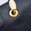 FENDI Hand Bag Leather Navy Gold Auth 206886-18