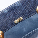 FENDI Hand Bag Leather Navy Gold Auth 206886-20