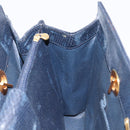 FENDI Hand Bag Leather Navy Gold Auth 206886-23
