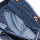 FENDI Hand Bag Leather Navy Gold Auth 206886-27