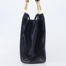 FENDI Hand Bag Leather Navy Gold Auth 206886-6
