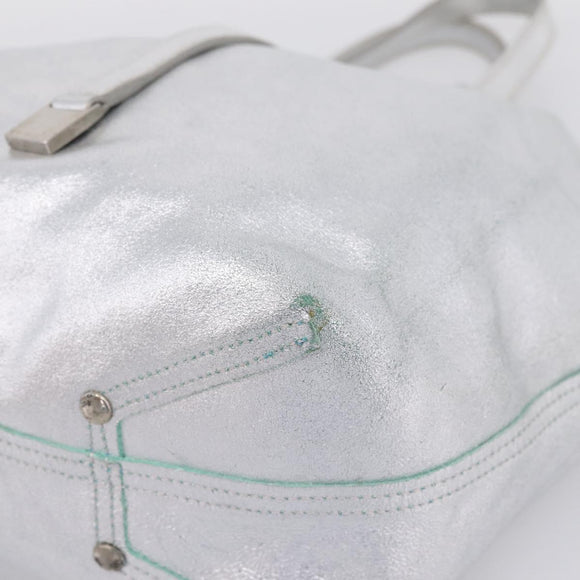 Tiffany & Co. Hand Bag Leather Silver Auth 206887A