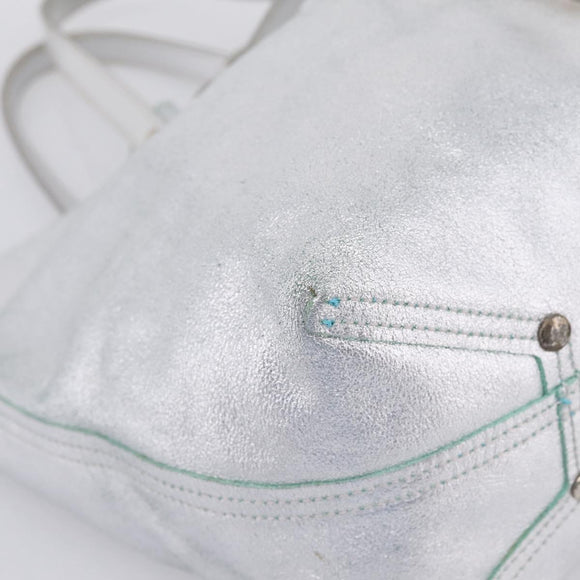 Tiffany & Co. Hand Bag Leather Silver Auth 206887A