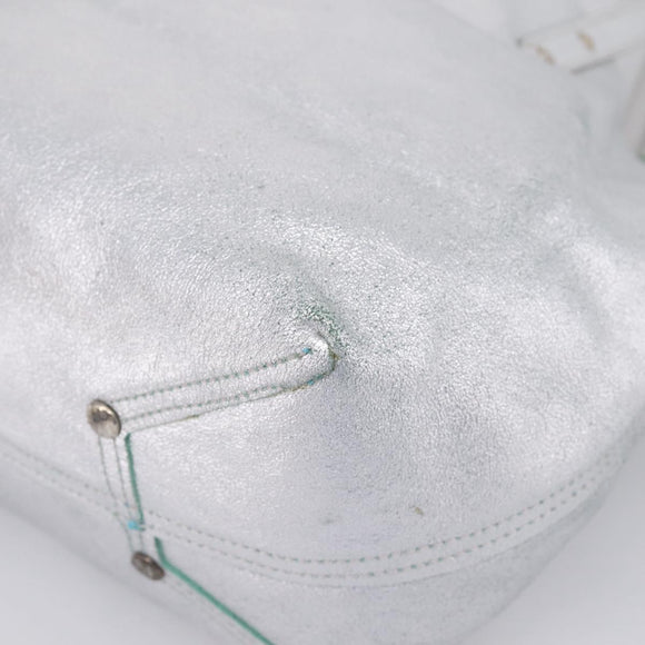 Tiffany & Co. Hand Bag Leather Silver Auth 206887A