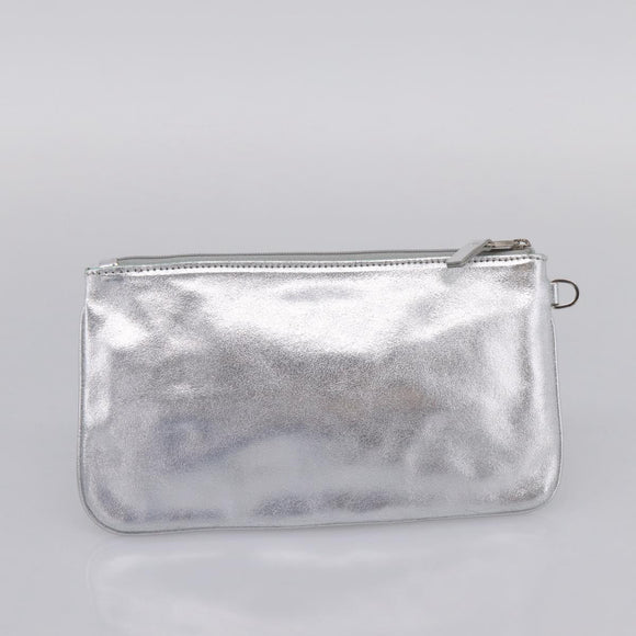 Tiffany & Co. Hand Bag Leather Silver Auth 206887A