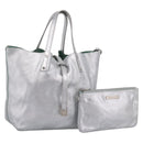 Tiffany & Co. Hand Bag Leather Silver Auth 206887A-1