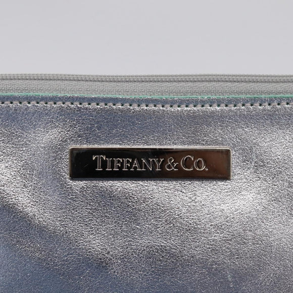 Tiffany & Co. Hand Bag Leather Silver Auth 206887A
