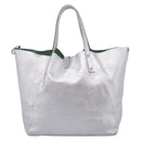 Tiffany & Co. Hand Bag Leather Silver Auth 206887A-2